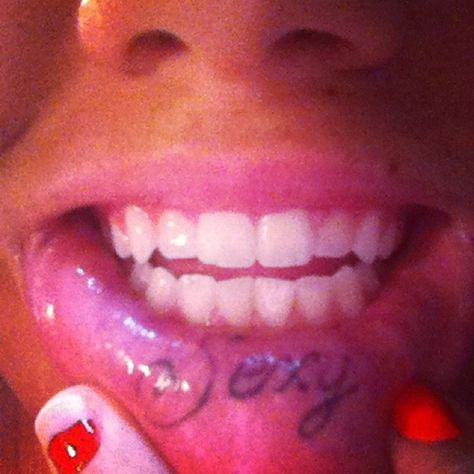 My Lip tattoo ;) Inside Lip Tattoos Ideas, Underlip Tattoos, Lower Lip Tattoo, Lip Tattoo Aesthetic, Lip Tattoos For Women, Under Lip Tattoo, Inner Lip Tattoo Ideas, Lip Tats, Inside Lip Tattoos