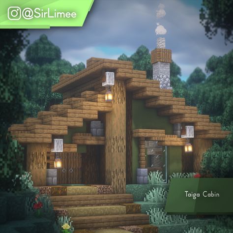 Cute And Simple Minecraft Houses, Minecraft Wood Cottage, Minecraft House In The Woods, Minecraft Building Ideas Wood, Minecraft Survival House Aesthetic, Minecraft Wood House Ideas, Wood Cabin Minecraft, Minecraft Modern Cabin, Minecraft Wood Houses