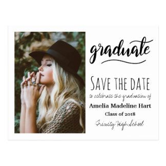 Typography Graduation Party | Save The Date Photo Postcard Graduation Save The Date, Party Save The Date, Graduate Photo, Graduation Open Houses, Graduation Templates, Gold Typography, Date Photo, Photo Save The Date, Save The Date Photos