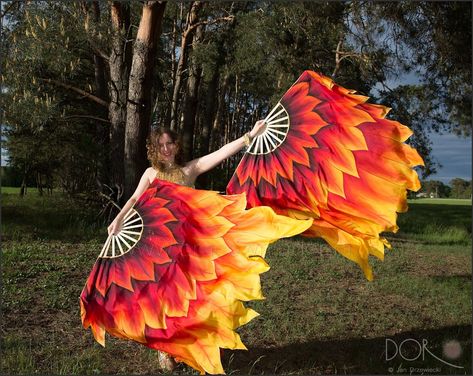 Phoenix Fire Bird, Fan Veils, Wing Scarf, Phoenix Fire, Silk Dancing, Uv Paint, Golden Feather, Raven Wings, Silk Veil