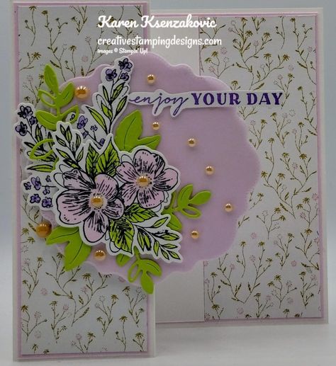 Expressions Fun Fold by ksenzak1 at Splitcoaststampers Hello Greeting, Team Meeting, My Schedule, Floral Image, Stamping Up Cards, Fancy Folds, Fun Fold Cards, Good Friday, Stamping Up