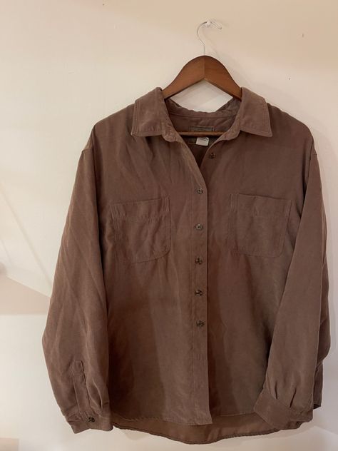 Taupe Button Up Shirt Outfit, Tan Button Up, Button Up Long Sleeve Outfit, Long Sleeve Button Up, Brown Button Up Outfit, Brown Button Up, Cute Button Up Shirts Outfits, Brown Button Up Shirt Outfit, Button Up Aesthetic