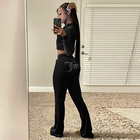 Hoodie With Leggings Outfits, Y2k Leggings Outfit, Black Tracksuit Outfit, Velour Tracksuit, Cute Comfy Outfits, Cute Swag Outfits, Simple Trendy Outfits, Baddie Outfits Casual