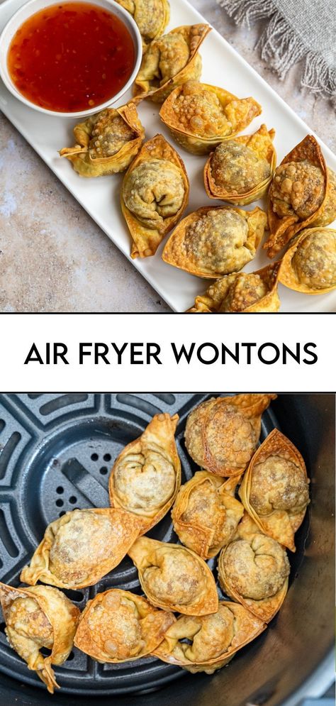 Have you ever thought of making wontons using your Air Fryer? When cooking wontons in the Air Fryer they come out deliciously crispy on the outside, keeping the inside moist and flavorful. These make for a great appetizer, side, or snack! Air Fryer Wontons, Gourmet Appetizers, Vegan Party Food, Wonton Recipes, Vegan Party, Light Appetizers, Vegan Tofu, Traditional Recipes, Amazing Appetizers