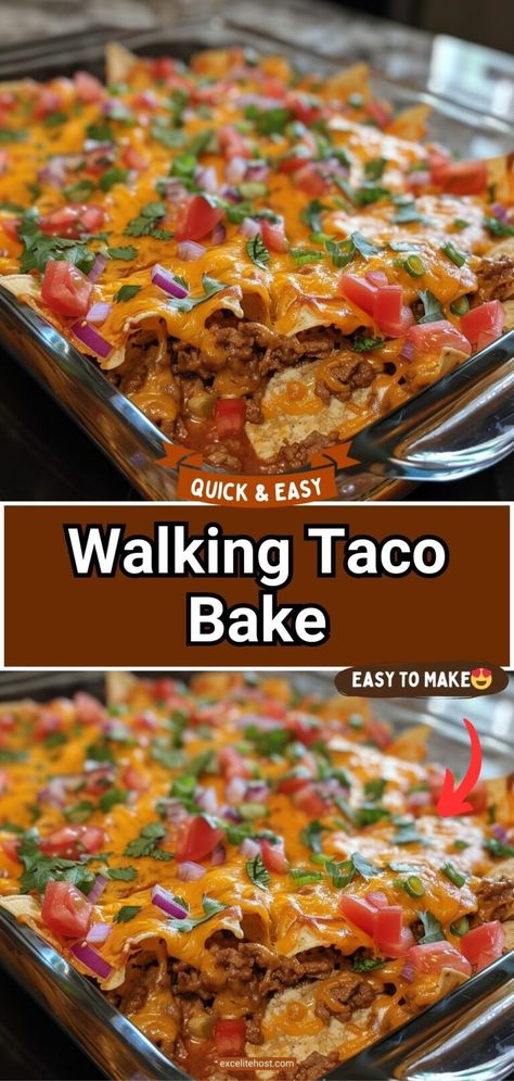 Walking Taco Recipe Ground Beef, Taco Bake With Fritos Corn Chips, Frito Walking Taco, Recipes For Taco Meat, Recipes With Taco Meat Ground Beef, Walking Tacos Casserole, Walking Taco Bake With Fritos, Fritos Taco Bake, Taco Dishes Ground Beef