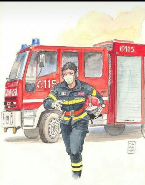 Firefighter Drawing, Fireman Art, Heroic Women, Milo Manara, Firefighter Art, Comic Book Writer, Line Art Flowers, Volunteer Firefighter, Fire Fighters