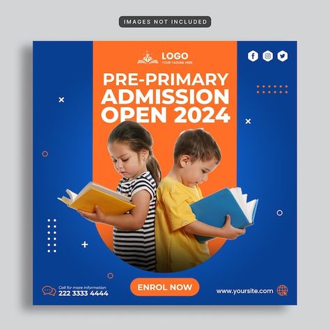 Pre-Primary Admission Open school social media post template Pre-Primary Poster Design School Social Media Post, School Social Media, Admissions Poster, Admission Open, Social Media Post Template, School Admissions, Free Social Media, Psd Template Free, School Logo