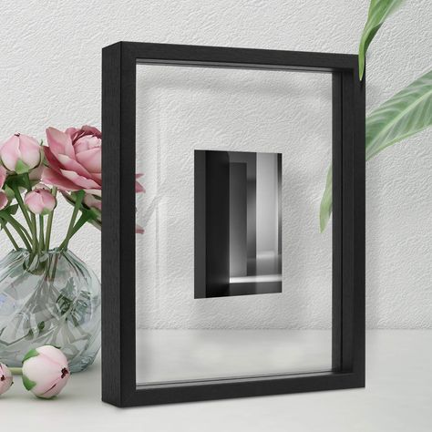 PRICES MAY VARY. 𝐌𝐮𝐥𝐭𝐢𝐩𝐥𝐞-𝐒𝐢𝐳𝐞 𝐃𝐢𝐬𝐩𝐥𝐚𝐲: This frame can display photos of up to 8x10 in full screen, and can display photos of multiple sizes such as 7x9, 6x8, 5x7, 4x6, etc. in a floating manner to meet your display needs of various sizes. 𝐃𝐨𝐮𝐛𝐥𝐞 𝐒𝐢𝐝𝐞𝐝 𝐆𝐥𝐚𝐬𝐬 𝐅𝐥𝐨𝐚𝐭𝐢𝐧𝐠 𝐅𝐫𝐚𝐦𝐞: Our floating frame has two pieces of high-definition real glass, which can display different content on both sides at the same time. The high-definition suspension design is esp Drop In Picture Frame, Modern Glass Picture Frame, Black Picture Frames On Wall Acrylic, Modern Artwork Floating Frames On Wall, Big Glass Picture Frames, Float Glass Picture Frames, Unique Picture Frames Glass, Picture Frame With Glass, Floating Picture Frames