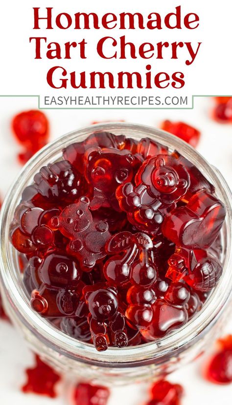 Tart Cherry Gummies, Cherry Gummies, Healthy Gummies, Homemade Gummies, Gummies Recipe, Tart Cherry Juice, Candy Recipes Homemade, Cherry Recipes, Cherry Juice