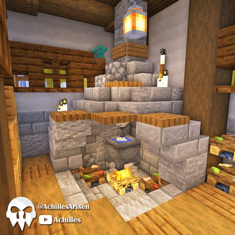 Minecraft Tavern Ideas Interior, Minecraft Weaponsmith Interior, Minecraft Tavern Ideas, Minecraft Tavern Interior, Minecraft Tavern, Minecraft Interiors, Minecraft Table, Kitchen Minecraft, Interior Minecraft