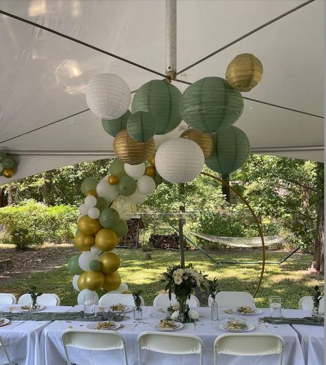 ANSOMO Sage Green White and Gold Paper Lanterns Party Decorations Chinese Japanese Hanging Decorative Birthday Baby Shower Bridal Wedding Greenery Neutral Home Décor 12 Pcs 12" 10" 8" 6" - Amazon.com Sage Green White And Gold Wedding, Gold Paper Lanterns, Lantern Party Decor, Chinese Party, Paper Lanterns Party, Wedding Greenery, Neutral Home, Lanterns Decor, Gold Paper