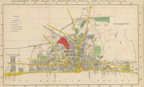 An 1872 map of Brighton, part of a cache of a million images just released by the British Library Brighton Map, Brighton England, English Channel, Brighton Uk, The British Library, Modern Map, Brighton And Hove, Travel Outdoors, Education Design