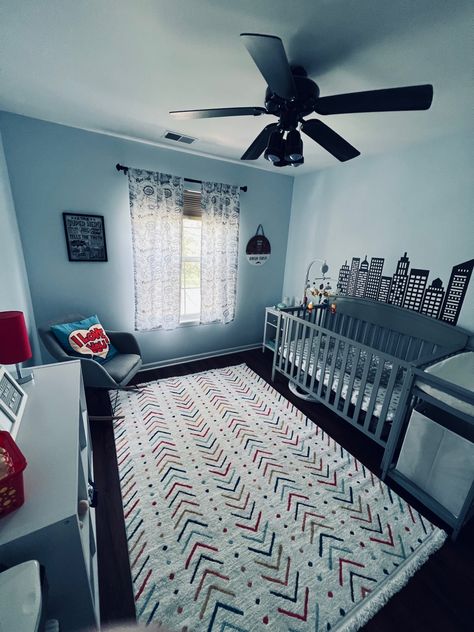 Nursery with superhero and comic book vibes Marvel Nursery Ideas, Comic Book Nursery, Spiderman Nursery, Spiderman Toddler, Demon Child, Avengers Room, Superhero Nursery, Boy Toddler Bedroom, Book Vibes