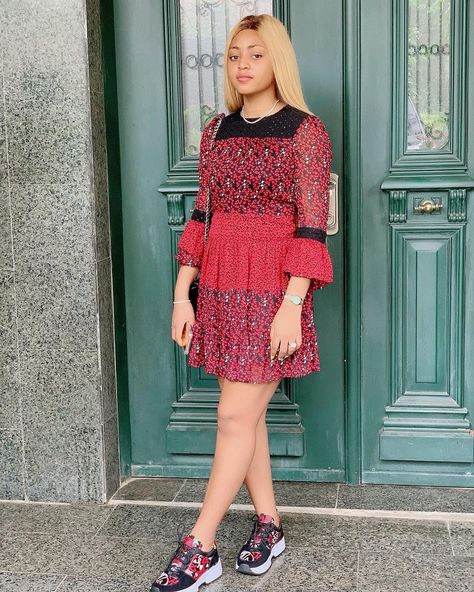 Regina Daniels on Instagram: “Dream so hard that you believe you already have it” Regina Daniels Ankara Outfits, Regina Daniels, Ankara Outfits, Celebration Gif, Video News, Believe In You, Ankara, High Neck Dress, Take That