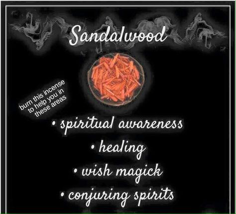 Sandalwood Incense Meaning, Sandalwood Witchcraft, Sandlewood Incense Meaning, Nag Champa Incense Meaning, Incense Meaning Spiritual, Herbal Apothecary Recipes, Witchy Incense, Witch Ingredients, Incense Meaning