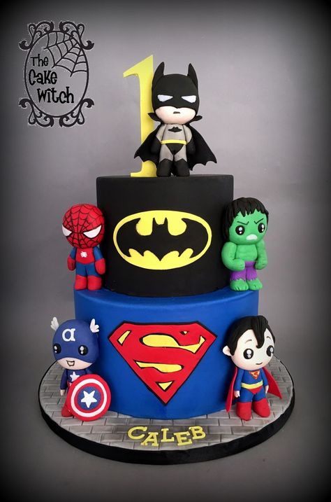 Cumple Lolo Γενέθλια Mickey Mouse, Batman Birthday Cakes, Spiderman Birthday Cake, Marvel Birthday Party, Superman Birthday, Marvel Cake, Superhero Birthday Cake, Avenger Birthday Party, 4th Birthday Cakes