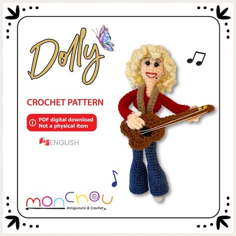 Dolly Parton Crochet Doll Pattern Crochet Dolly Parton, Dolly Crochet, Crochet Couture, Crochet Dollies, Crochet Fun, Crochet Doll Pattern, Dolly Parton, Christmas 2024, Doll Pattern