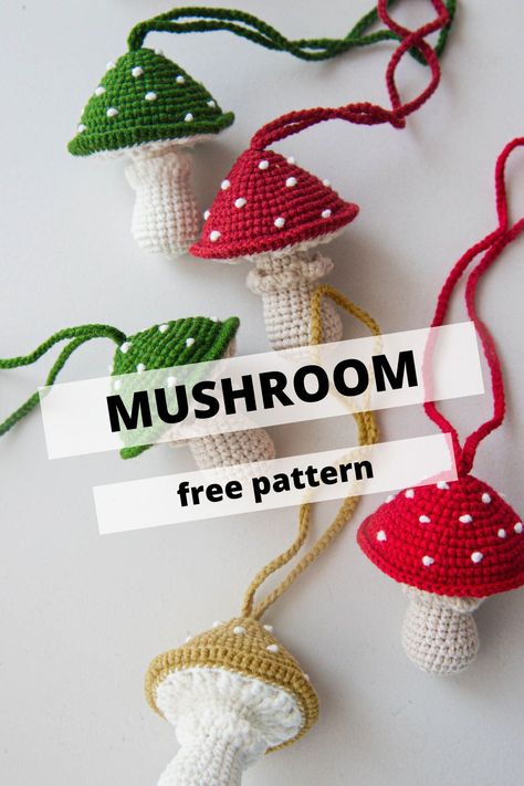 Mushroom Amigurumi, Crochet Car, Crochet Mushroom, Crochet Plant, Amigurumi Ideas, Crochet Design Pattern, Quick Crochet, Fun Crochet Projects, Crochet Keychain