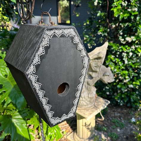 Monica Dyess | I am beyond blessed to have super creative and talented friends who make the coolest stuff!!! Check out this coffin birdhouse my friends… | Instagram Gothic Gardens, Beyond Blessed, Gothic Garden, Friends Instagram, Birdhouse, Bird Houses, Instagram