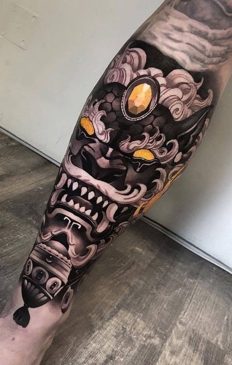 Tato Geisha, Foo Dog Tattoo Design, Tato Maori, Japanese Leg Tattoo, Japanese Tattoos For Men, Foo Dog Tattoo, Full Leg Tattoos, Irezumi Tattoos, Leg Tattoo Men