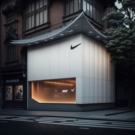 Nike Concept, Architecture Layout, Retail Facade, Concept Stores, Japan Architecture, Store Layout, Curved Walls, Facade Architecture, Display Design