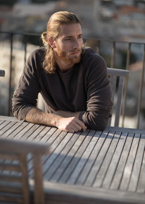 Tom Busson Tom Busson, Long Hair And Beard, Man With Long Hair, Men's Long Hairstyles, Character Inspiration Male, Man Bun, Male Fashion, Long Hair Styles Men, Hair And Beard Styles