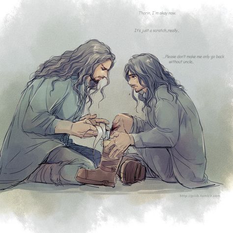 <3 Thorin And Kili, Kili Durin Fan Art, Hobbit Art, Fili And Kili, Middle Earth Art, The Hobbit Movies, Desolation Of Smaug, Lotr Art, Thorin Oakenshield