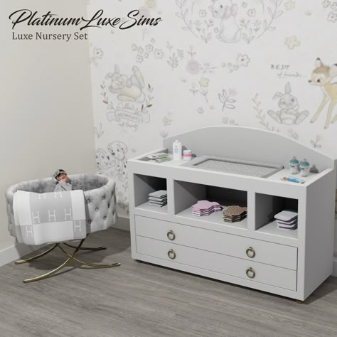 Sims Cc Baby Furniture, Changing Table Cc Sims 4, Sims 4 Cc Basinet, Sims 4 Nursery Cc Decor, Functional Crib Sims 4 Cc, Sims 4 Cc Functional Changing Table, Sims4 Crib, Sims Nursery Cc, Sims4 Nursery Cc