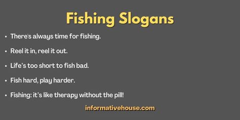 150+ The Most Funny Fishing Slogans You Can Ever Use Fishing Slogans, Unique Business Names, Name Boards, Names Ideas, Funny Fishing, Unique Business, Fishing Humor, Best Fishing, Play Hard