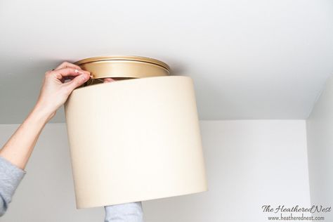 Diy Ceiling Lamp, Diy Drum Shade, Diy Drums, Lighting Makeover, Diy Lampshade, Power Tool Organizer, Diy Light Fixtures, Diy Shades, Bedroom Light Fixtures