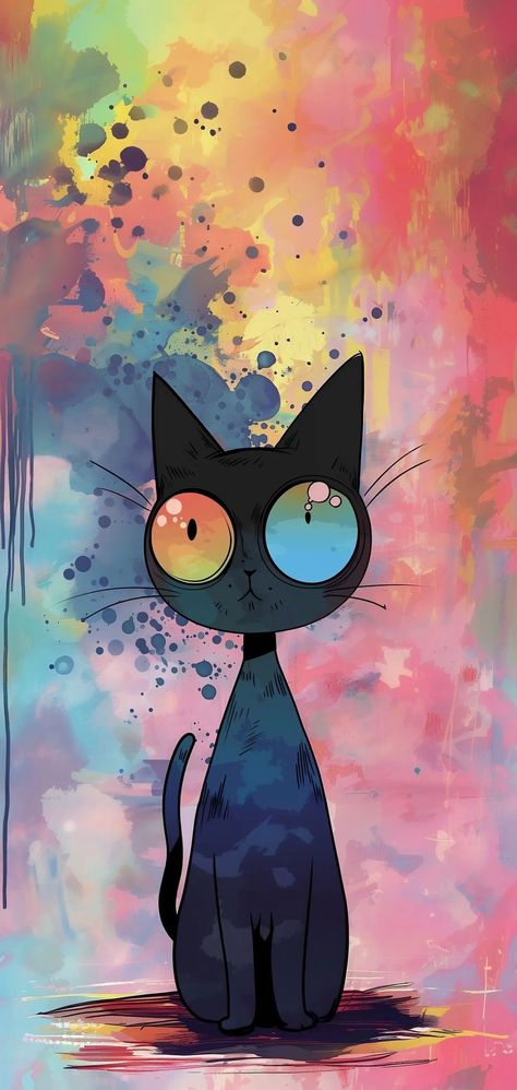 Cat Phone Wallpaper, Cat Wallpapers, Wal Art, Anime Wall, Image Chat, Black Cat Art, Abstract Art Wallpaper, Cool Wallpapers Cartoon, Cool Wallpapers Art