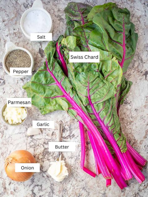 Parmesan Garlic Sautéed Swiss Chard - The Nessy Kitchen Red Swiss Chard Recipes, Cooking Swiss Chard, Sauteed Swiss Chard, Greek Chicken Pasta, Oat Flour Recipes, Swiss Chard Recipes, Chard Recipes, Pea Protein Powder, Almond Granola