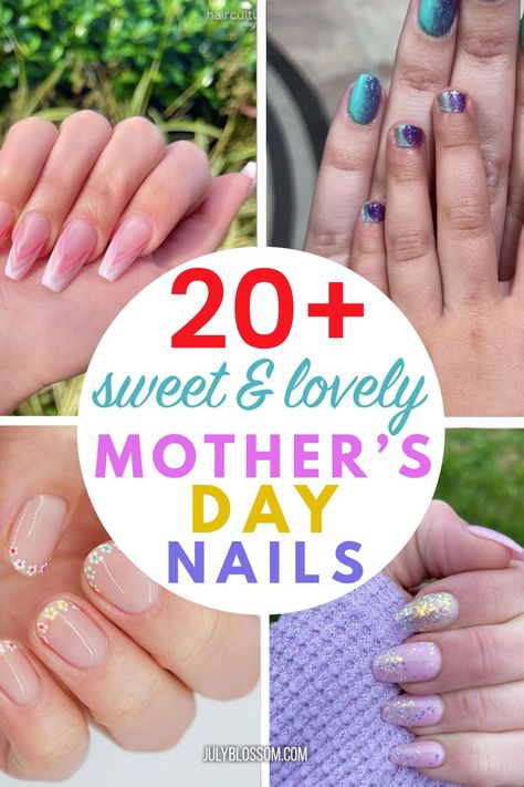 Have you ever thought about getting Mother’s Day nails done? If you and your mom are besties, you can get your nails done with any of the sweet mother’s day nail art ideas below. Or, treat your mom to a set inspired by the ideas below. Better yet, if you’re a mom yourself, why not treat yourself to a cute set of nails to celebrate yourself. I mean why not? Being a mom is tough and you need that self-love, honey! Nails July, Purple Acrylic Nails, Festive Nail Art, Acrylic Nail Set, Spring Nail Designs, Marble Nail Art, Nail Polish Art, Nails Done, Mothers Day Special