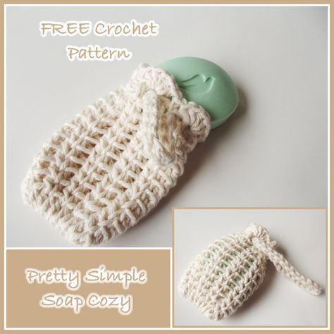 Pretty Simple Soap Cozy ~ FREE Crochet Pattern Soap Cozy, Simple Soap, Crochet Washcloth, Crochet Dishcloths, Crochet Kitchen, Crochet Home, Love Crochet, Sachets, Crochet Accessories