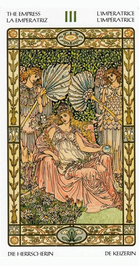 The Empress - Card from Harmonious Tarot Deck Tarot Decks Art, Empress Tarot Card, All Tarot Cards, Empress Tarot, Vintage Tarot, Detailed Art, Walter Crane, The Hierophant, Tarot Cards Art