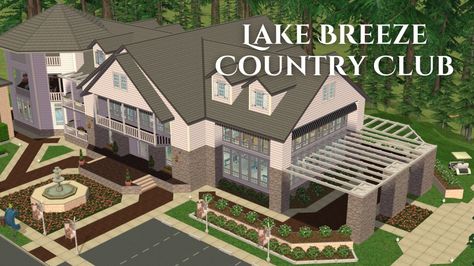 Lake Breeze Country Club - A grand clubhouse where your sims can indulge in their favorite hobbies and dine with a view!    **Please read! As usual, this is another one of those large, heavily furnishe… Country Club Sims 4, Sims 4 Country Club, Sims 4 Build, Favorite Hobby, Sims 2, Sims 3, Another One, Club House, Country Club