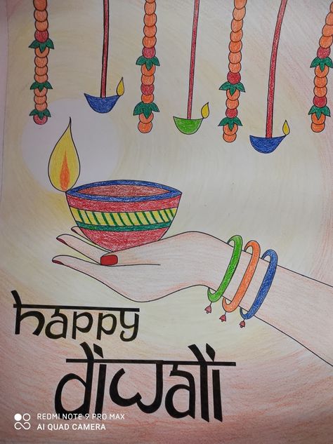 Happy Diwali Drawings, Diwali Homework, Diwali Chart, Diwali Drawings, Diwali Drawing, Ceremony Outfit, Haldi Ceremony Outfit, Big Poster, Front Page Design