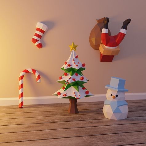 5 fresh DIY papercraft templates for 2019 holiday season! Print them, cut them, glue them and enjoy a different kind of decor! Happy crafting! Christmas 3d Print, Paper Craft Christmas, Christmas Paper Craft, Paper Flower Arrangements, Craft Christmas, 3d Svg, Christmas Paper Crafts, Papercraft Templates, 3d Paper Crafts