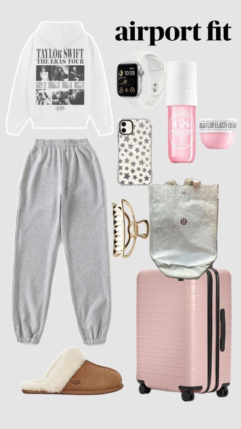 #airportfit#preppy#taylorswift#cute#swiftie#suitcase Preppy Suitcase, Airport Fits, Airplane Essentials, Preppy Room Decor, Outfit Collage, Preppy Room, Girl Fits, Girls Wardrobe, Rich Girl