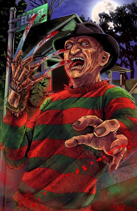 Freddy Kruger Art, Jason Voorhees Art, Freddy Krueger Art, Pop Art Images, Horror Pictures, Horror Artwork, A Nightmare On Elm Street, Horror Themes, Retro Horror