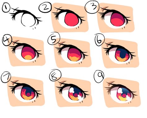 Eye Color Ideas Drawing, Eye Coloring Reference, Anime Eye Coloring, Eye Coloring Tutorial Digital, Webtoon Eyes, Eye Art Styles, Rendering Drawing, Sketching Tips, Eye Drawing Tutorials