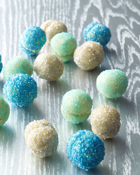 Glitter Ball Cookies - Martha Stewart Recipes Hanukkah Desserts, Ball Cookies, Hanukkah Celebration, Hanukkah Party, Sanding Sugar, Martha Stewart Recipes, Glitter Ball, How To Celebrate Hanukkah, Jewish Holidays