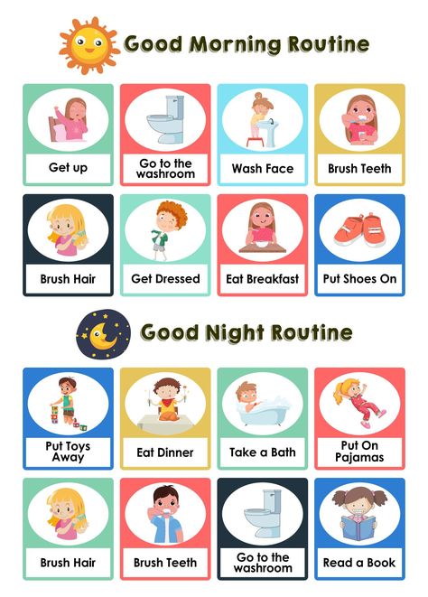 Visual Daily Schedule, Toddler Morning Routine, Toddler Routine Chart, Morning Routine Printable, Daily Routine Chart For Kids, Daily Routine Kids, Preschool Routine, Routine For Kids, Morning Routine Chart