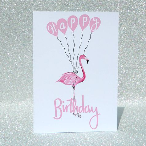 Flamingo Cards, Happy Birthday Drawings, Tropical Cards, Diy Birthday Cards, Happy Birthday Cards Diy, 30th Birthday Cards, Birthday Card Drawing, Craftwork Cards, Tropical Birthday