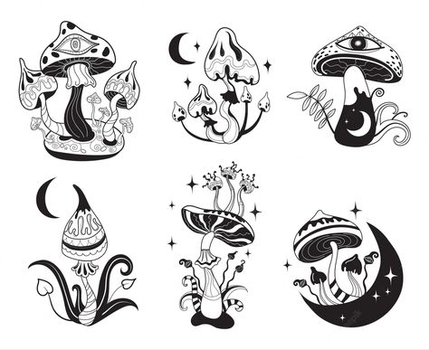 Amanita Muscaria Tattoo, Mushroom Black And White, Roses Vector, Trippy Mushroom, Amanita Muscaria, Black Roses, Art Drawings Sketches, Black Rose, Drawing Sketches