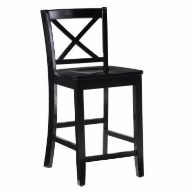 Linon Black X Back Counter Stool | Hayneedle Black Counter Stools, Home Pub, Wood Counter Stools, Kitchen Counter Stools, Wooden Counter, Black Bar Stools, Wood Bar Stools, Wood Counter, Counter Height Bar Stools