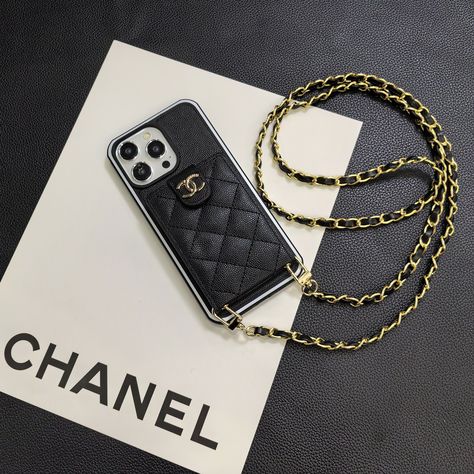 ProCaseMall Chanel Iphone Case, Leather Iphone Case, Chanel Design, Luxury Phone Case, Iphone Leather Case, Max Black, Iphone Screen, Button Cards, Card Storage