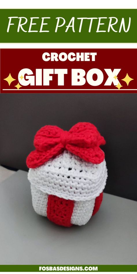 crochet gift box pattern Box Crochet Pattern, Gift Box Pattern, Crochet Christmas Gifts, Handmade Packaging, Crochet Gift, Box Patterns, Holiday Stickers, Simple Holidays, Christmas Gift Box