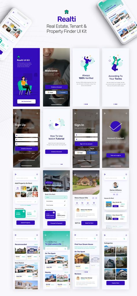 Property Listing Design, Real Estate App, House App, App Home Screen, Mobile Template, Ux Mobile, Mobile App Design Inspiration, App Interface Design, App Home