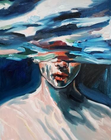 Amaia Marzabal Artworks | Saatchi Art Painting Underwater, Famous Art Paintings, Underwater Images, Abstract Art Images, Underwater Painting, Oil Painting Inspiration, Canvas Oil Painting, Small Canvas Art, Arte Sketchbook